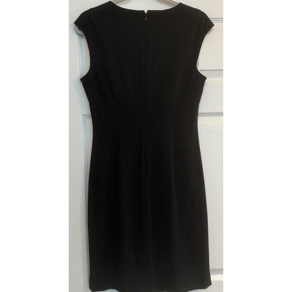 Calvin Klein Cocktail Dress Sz 8 Black LBD Career Ruched Little Black Dress EUC - Picture 4 of 16